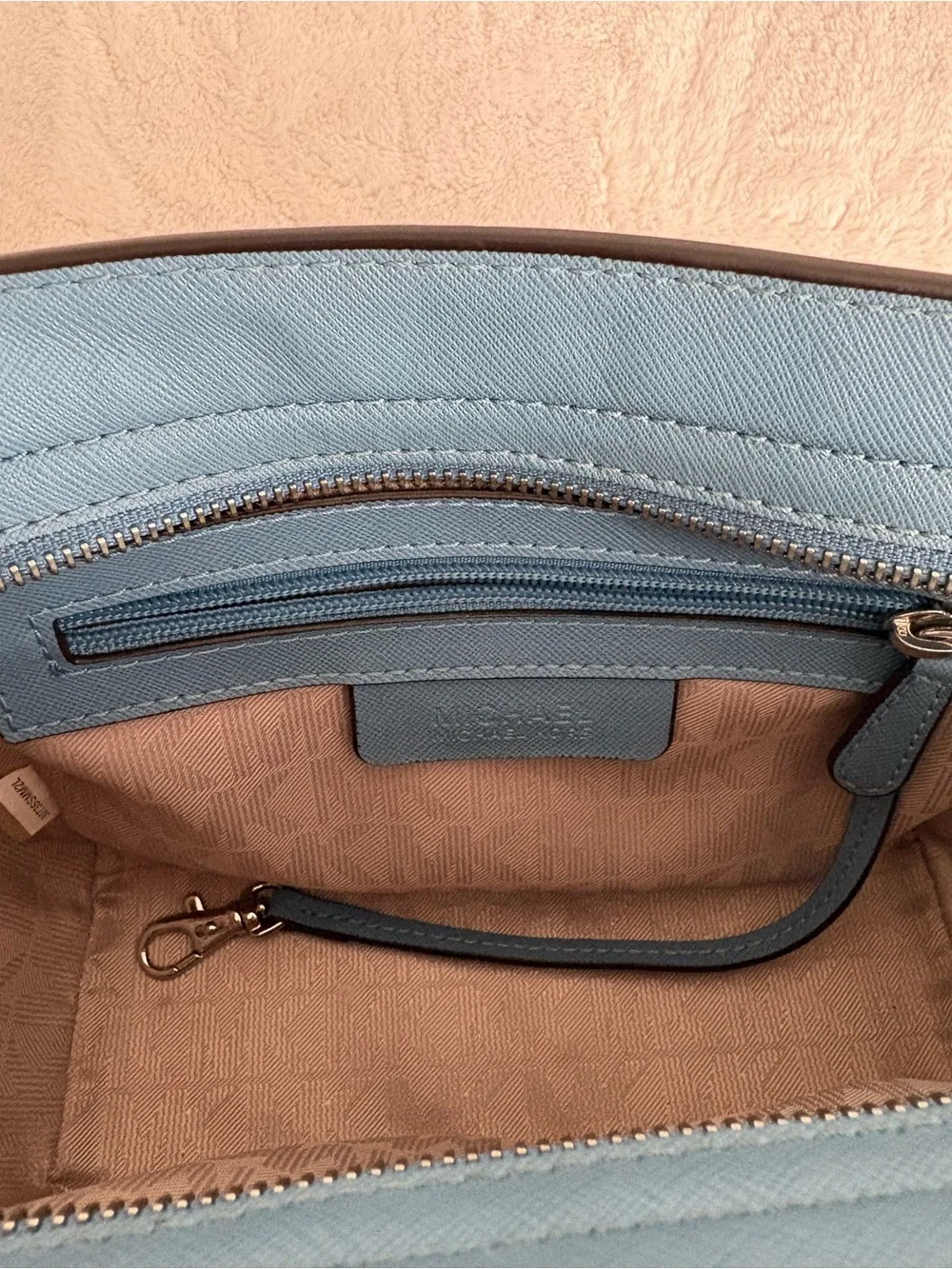 Michael Kors Blue Studded Saffiano Leather Crossbody Bag